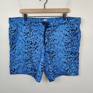 Moschino Swim Shorts Mens 42 Blue Metallic Leopard Print Trunks Beach Glam‎